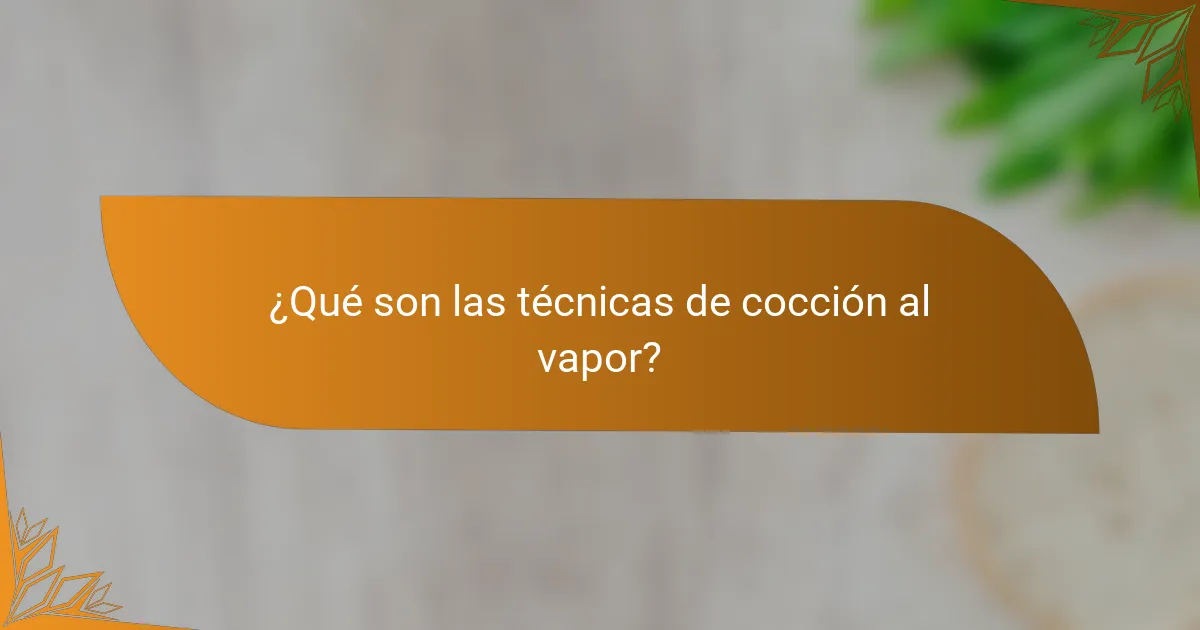 ¿Qué son las técnicas de cocción al vapor?